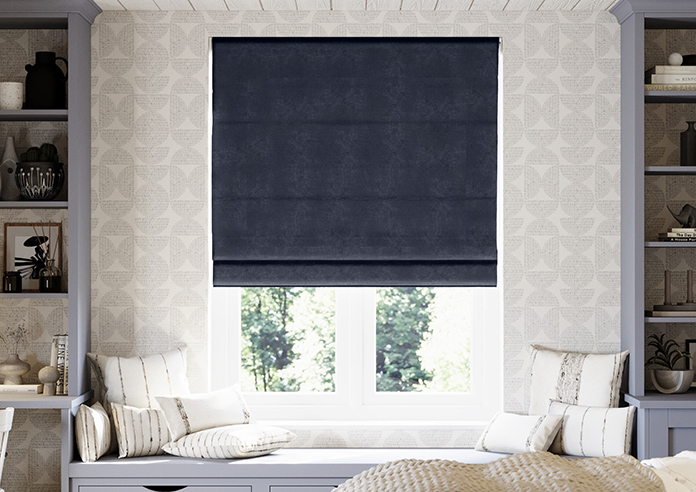 Faux Suede, Navy - Twist&Fit Roman Blind - Image 3